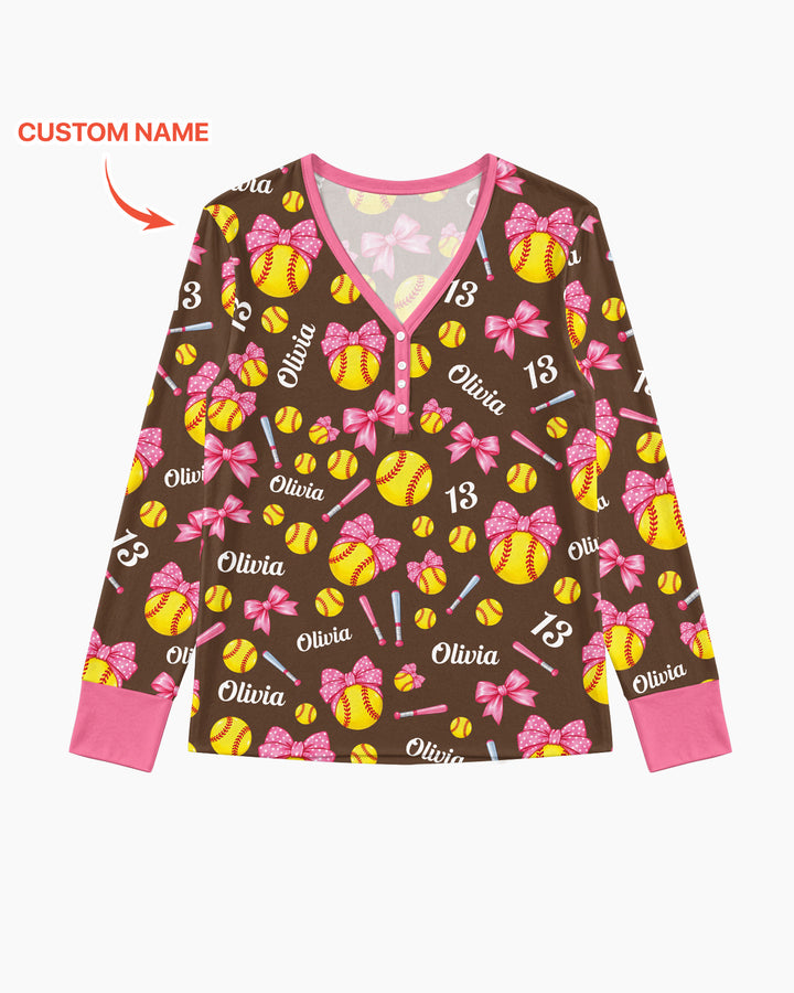 Little Softball Star Bamboo Women Pajama Set