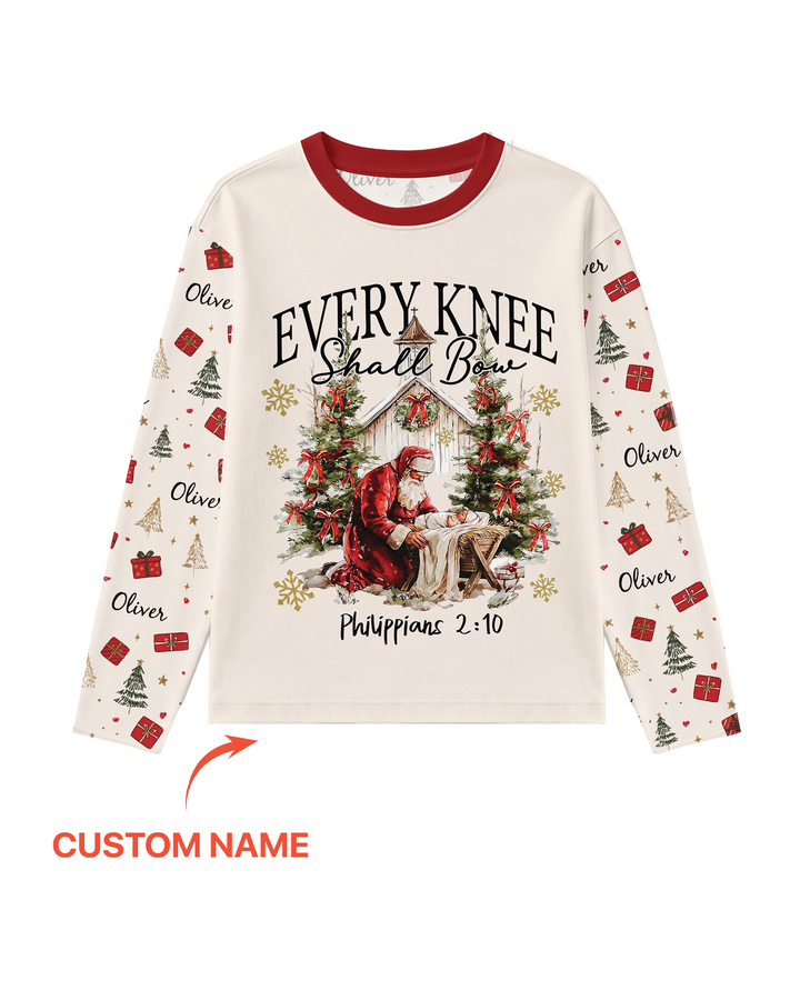 Every Knee Shall Bow Custom Name Mommy And Me Matching Bamboo Men's Pajama Set