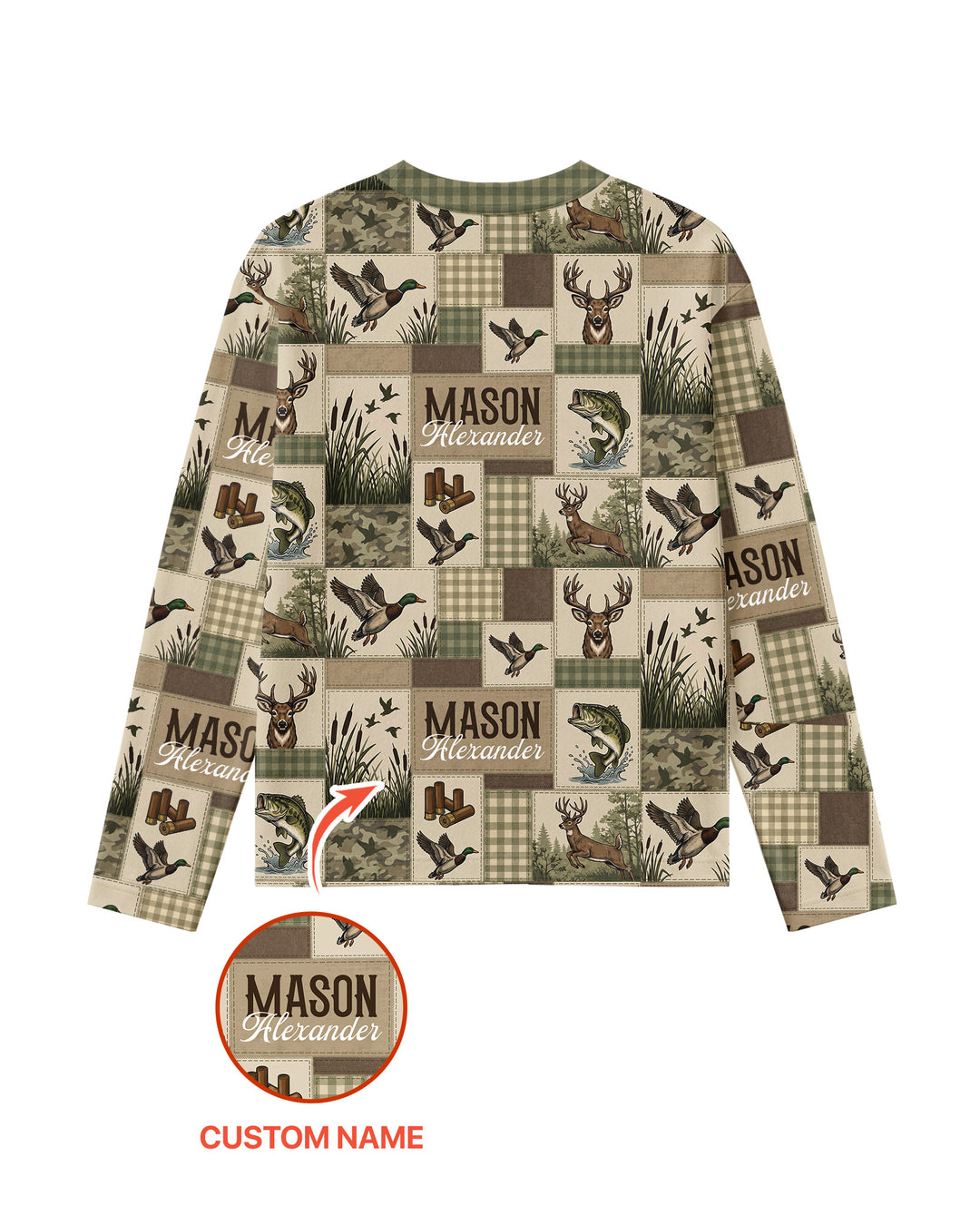 Personalized Hunting Patchwork Bamboo Men's Pajama Set