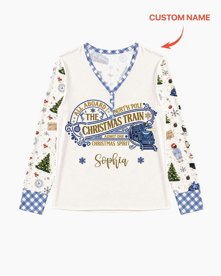 Custom Name North Pole Adventure Bamboo Women Pajama Set