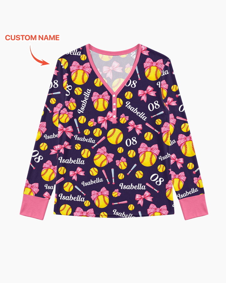 Little Softball Star Bamboo Women Pajama Set