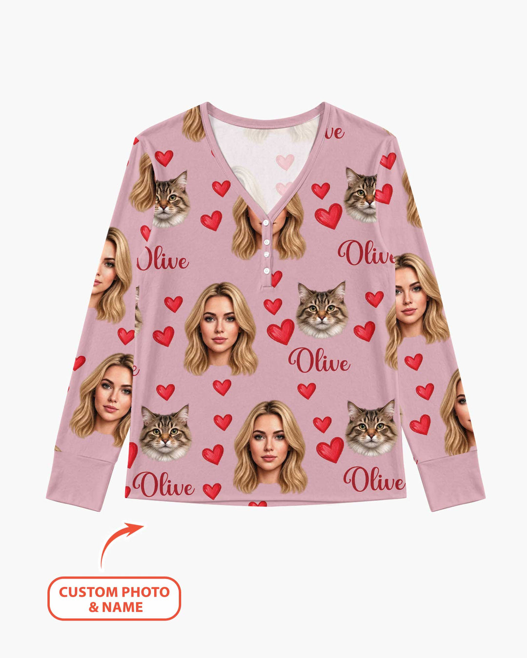 Custom Face Family Matching Bamboo Women Pajama Set