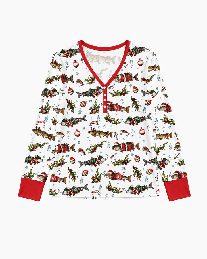 Christmas Trout Fishing Bamboo Women Pajama Set