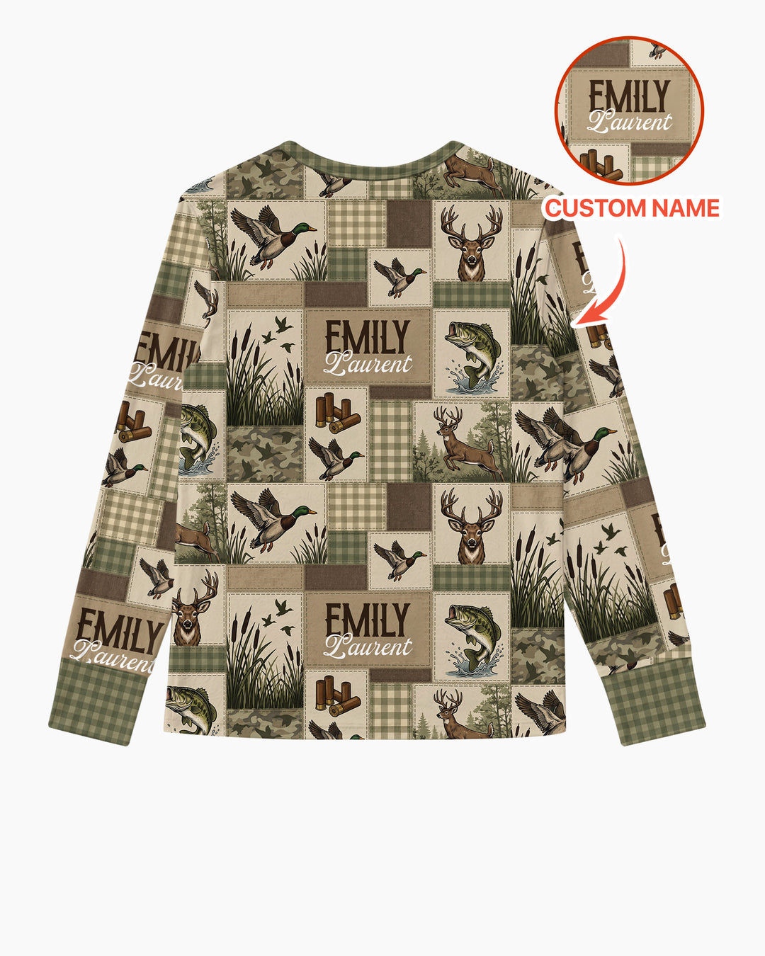 Personalized Hunting Patchwork Bamboo Women Pajama Set