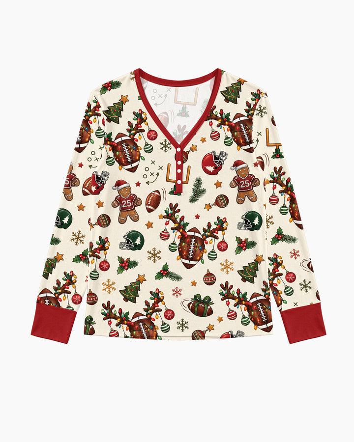 Football Christmas Merry Kickmas Bamboo Women Pajama Set