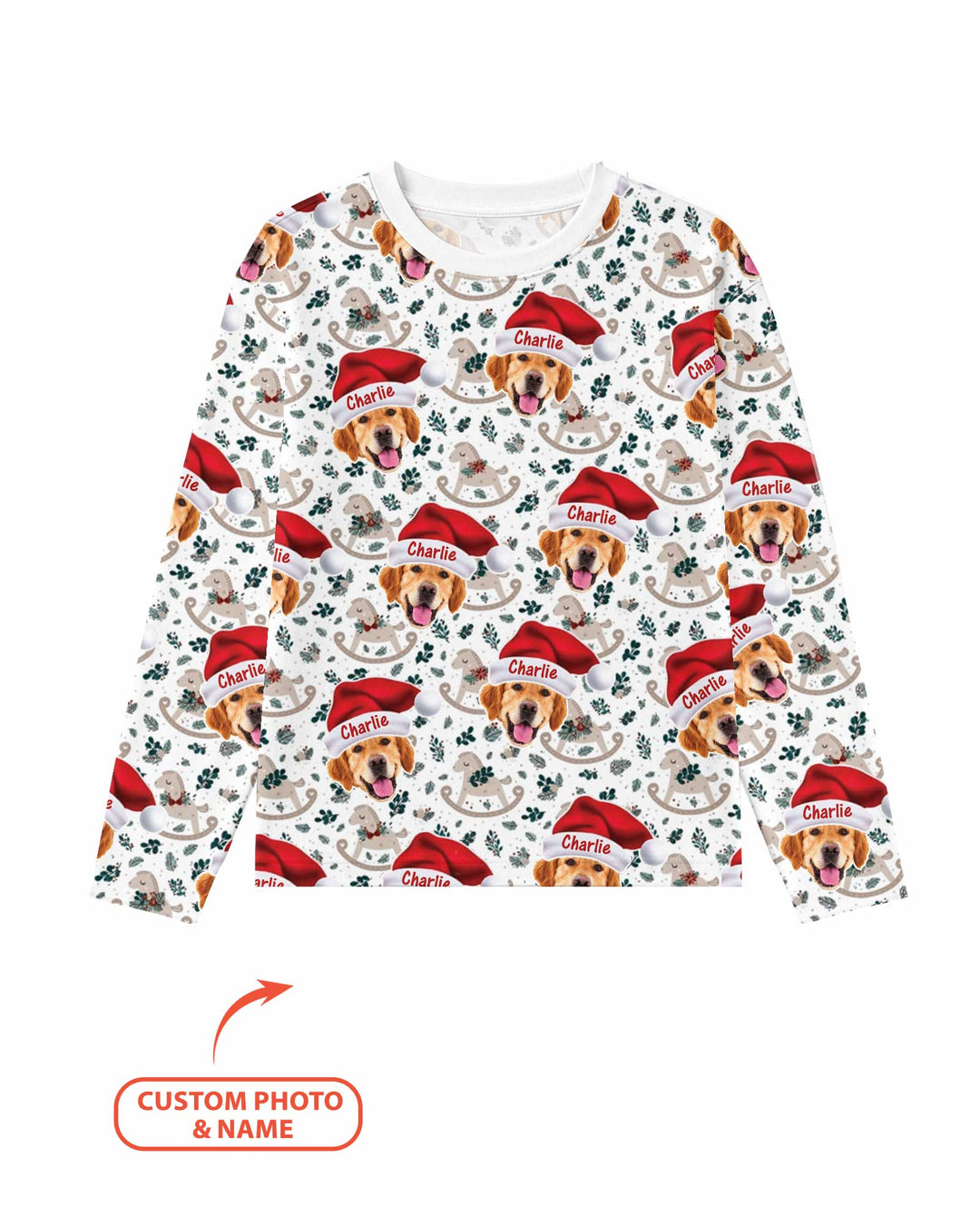 Custom Dog Photo Santa Claus Bamboo Men's Pajama Set