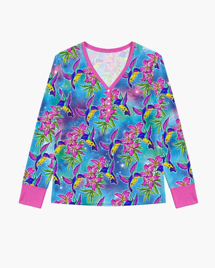 Floral Hummingbird Bamboo Women Pajama Set