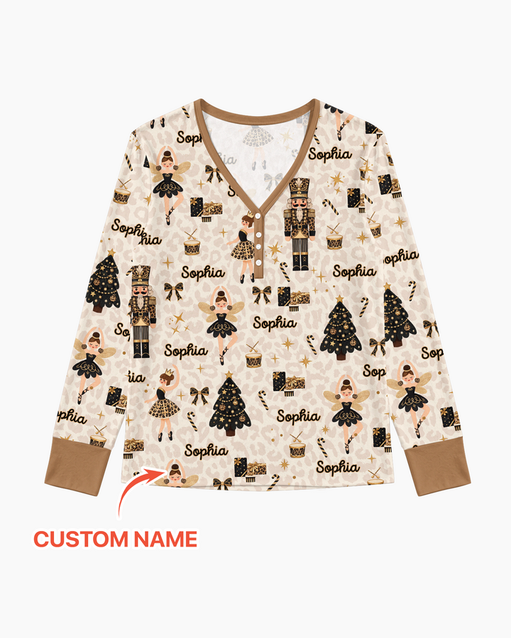 Custom Name Leopard Nutcracker Era Bamboo Women Pajama Set