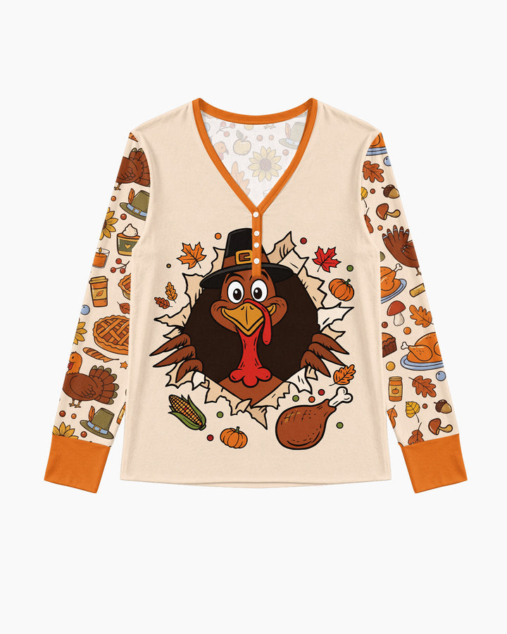 Funny Turkey on Thanksgiving Bamboo Women Pajama Set