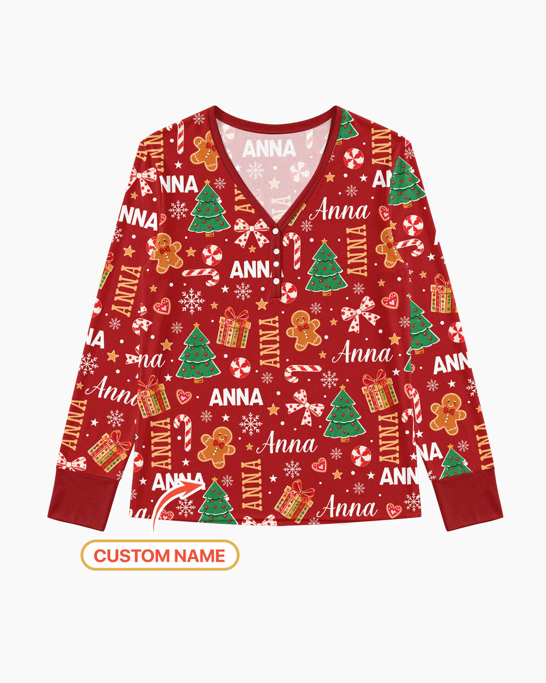 Custom Name Christmas Crew Family Matching Bamboo Women Pajama Set