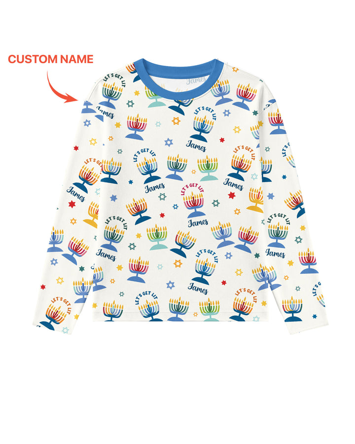 Let's Get Lit Hanukkah Bamboo Men's Pajama Set