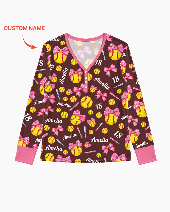 Little Softball Star Bamboo Women Pajama Set