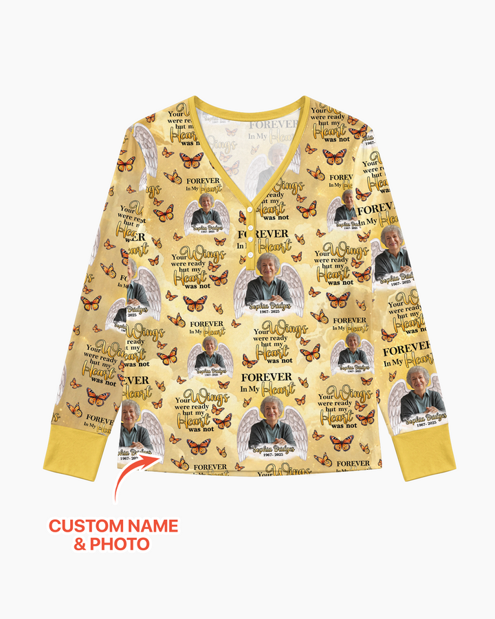 Custom Photo Forever In My Heart Family Matching Bamboo Women Pajama Set