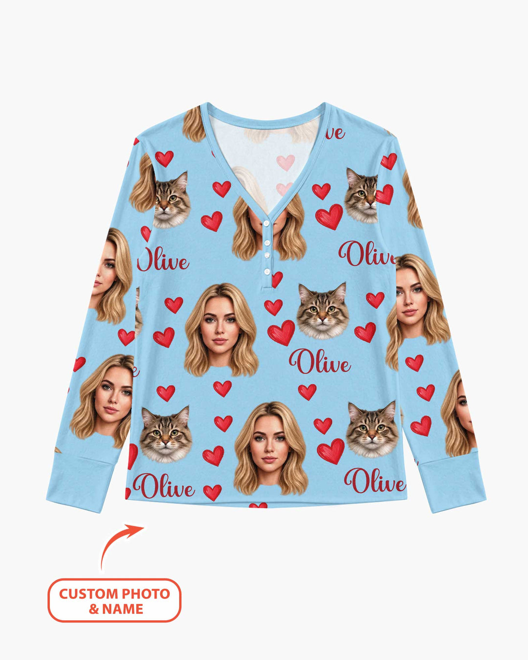 Custom Face Family Matching Bamboo Women Pajama Set