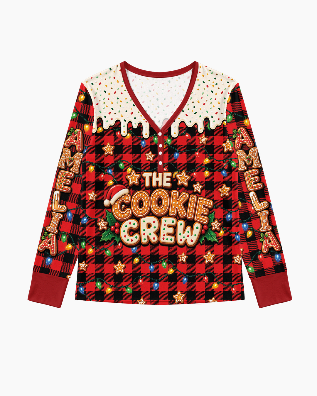 The Cookie Crew Custom Gingerbread Letter Bamboo Women Pajama Set