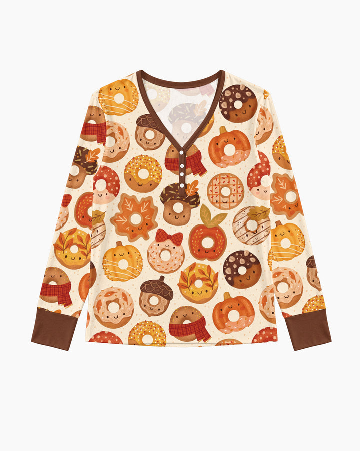 Cute Autumn Donut Bamboo Women Pajama Set