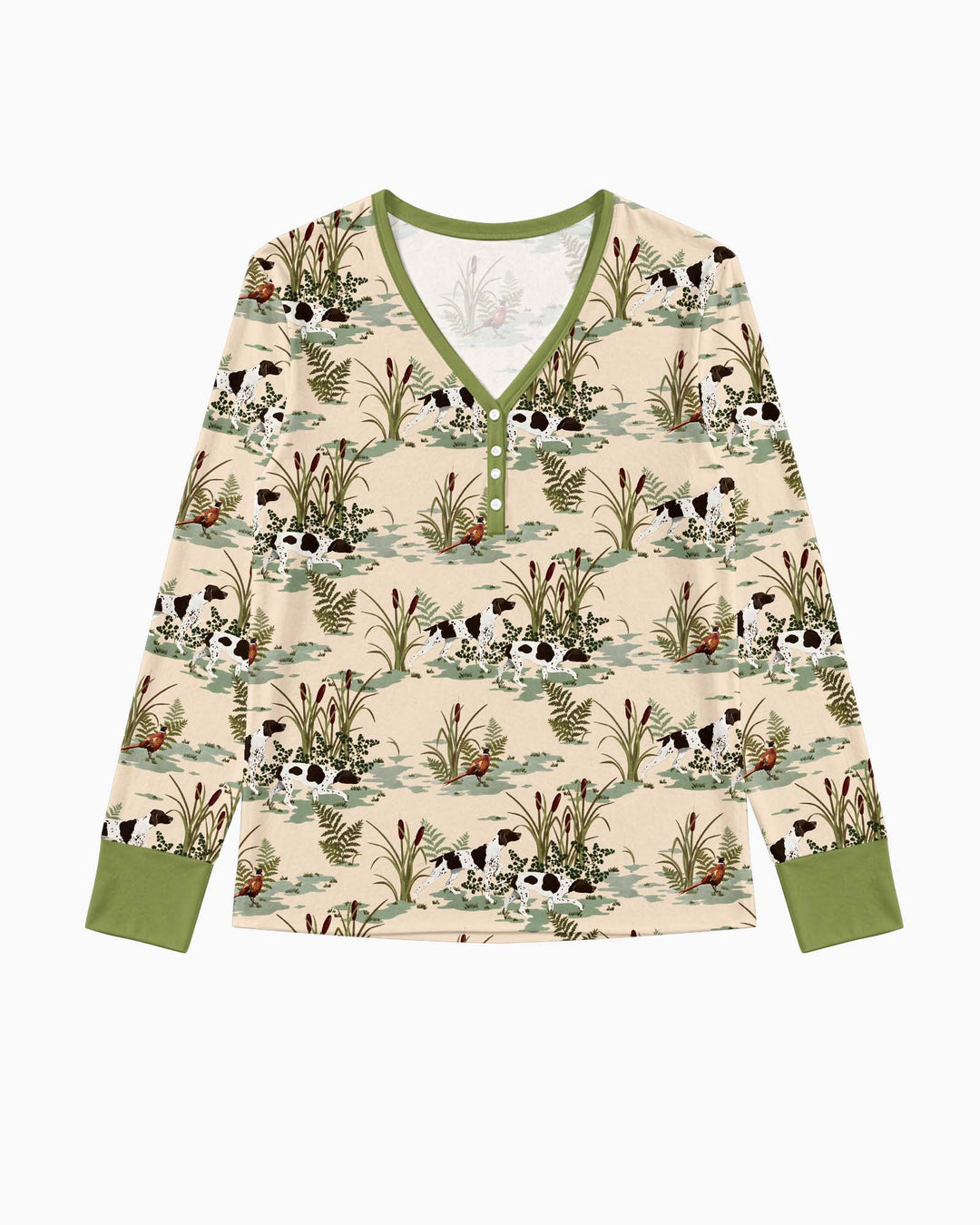 Vintage Pheasant & Hunting Dog Field Family Matching Bamboo Women Pajama Set