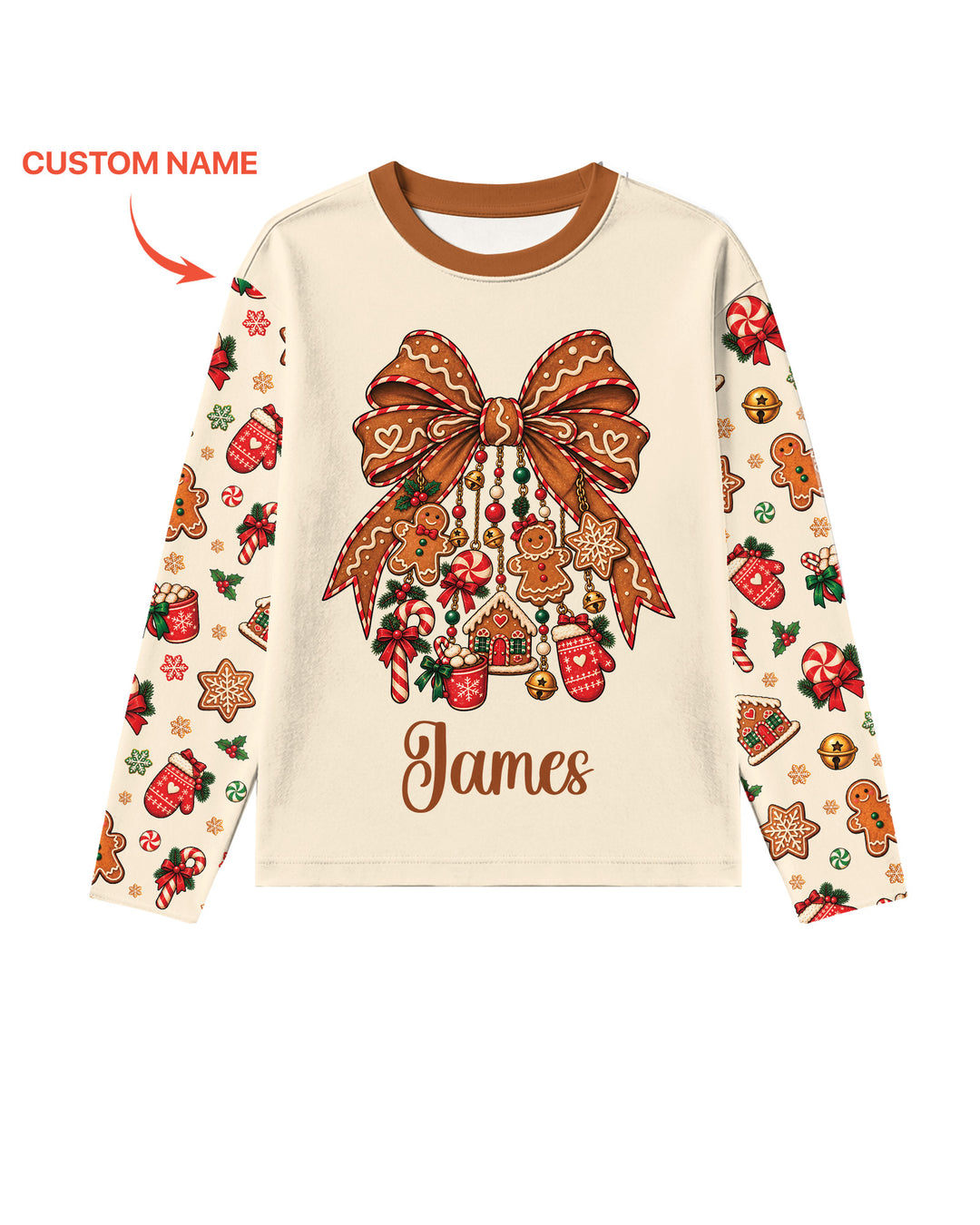Custom Name Gingerbread The Bow Bamboo Men's Pajama Set
