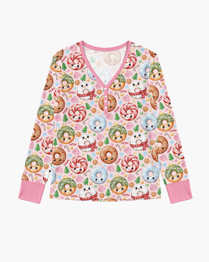Kawaii Christmas Donuts Bamboo Women Pajama Set