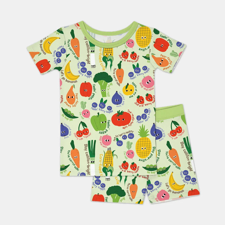 Little Veggie Garden Bamboo Two Piece Short Sleeve Shorts Pajama Set
