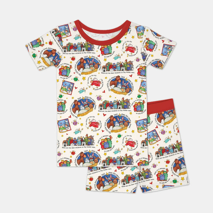 Away In A Manger Blessings Bamboo Two Piece Short Sleeve Shorts Pajama Set