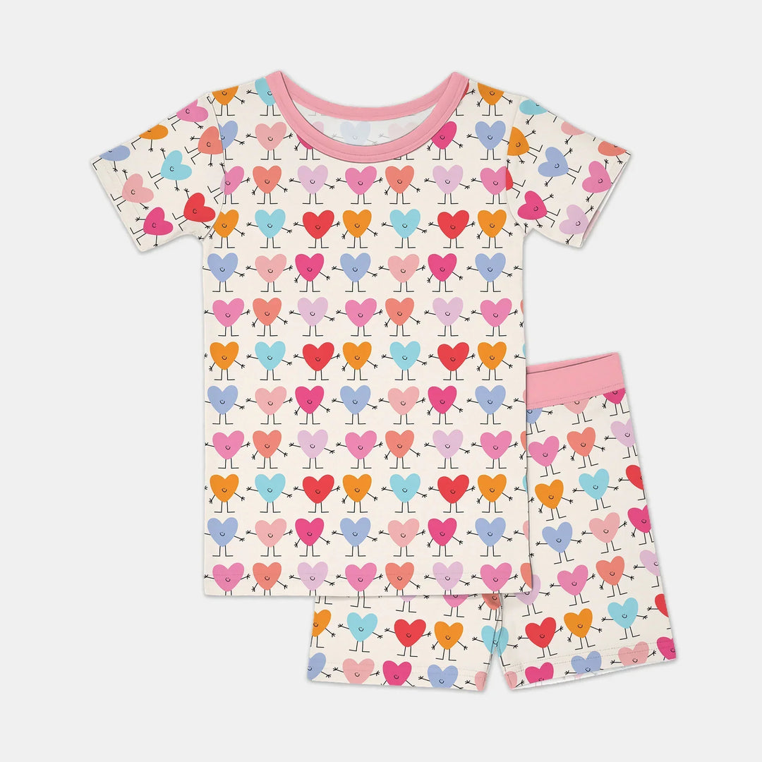 Sweet Hearts Bamboo Two Piece Short Sleeve Shorts Pajama Set