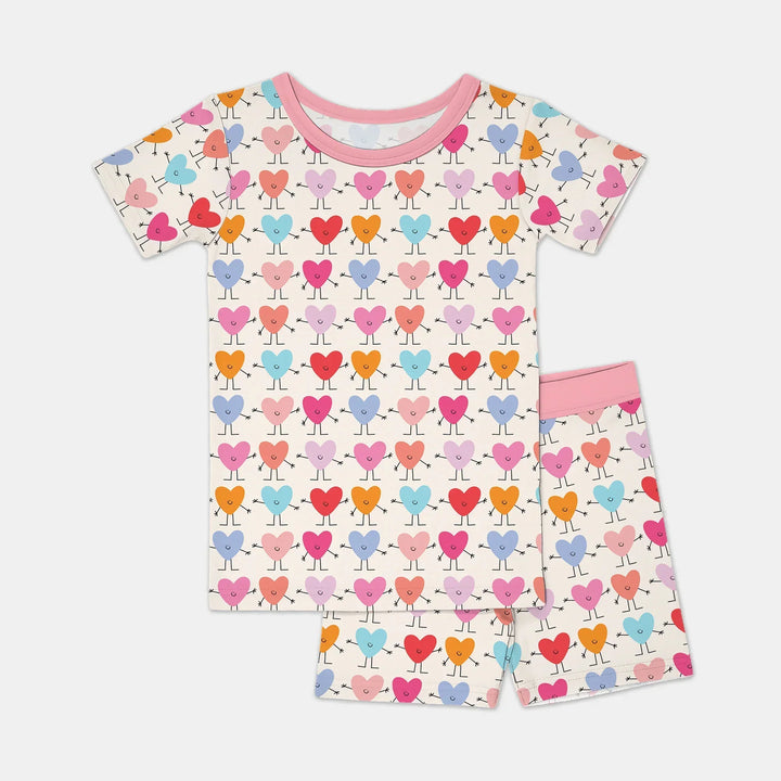 Sweet Hearts Bamboo Two Piece Short Sleeve Shorts Pajama Set