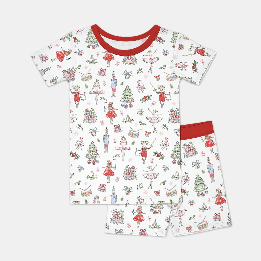 Sweet Nutcracker Holiday Matching Mom And Baby Bamboo Two Piece Short Sleeve Shorts Pajama Set
