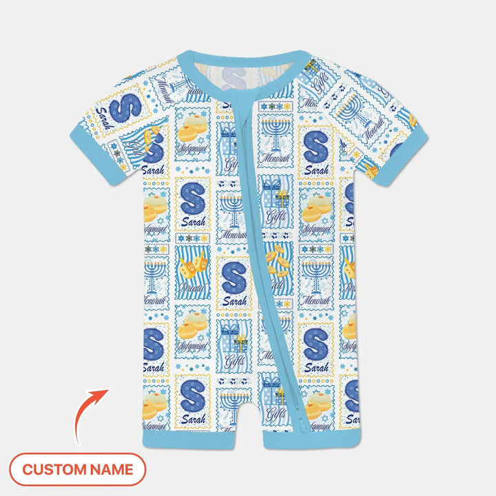 Light of Hanukkah Custom Name Bamboo Shorty Zippy