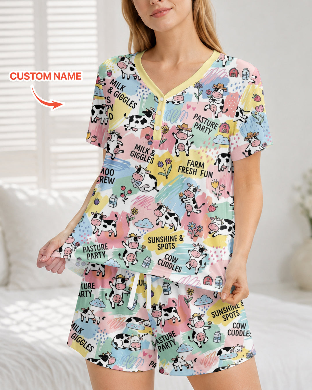 Custom Name Can’t Keep Us In The Barn Bamboo Women Short Sleeve Short Pajama Set