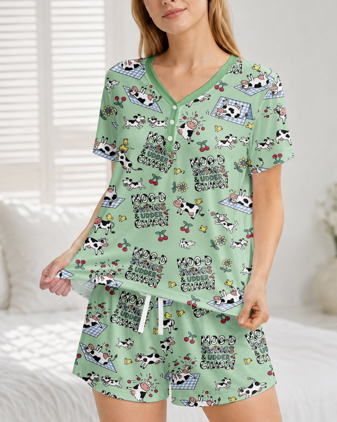 The Udderly Secret Journal Bamboo Women Short Sleeve Short Pajama Set
