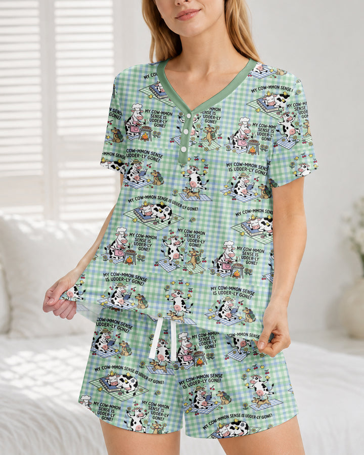 Common Sense Is Udderly Gone Bamboo Women Short Sleeve Short Pajama Set