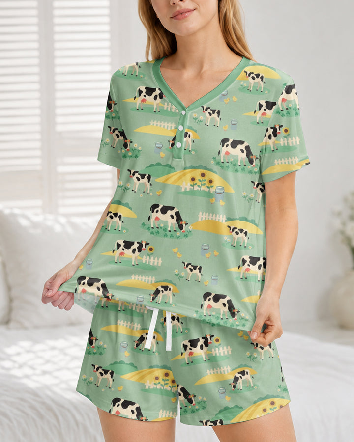 Pasture Sunlit Waltz Bamboo Women Short Sleeve Short Pajama Set