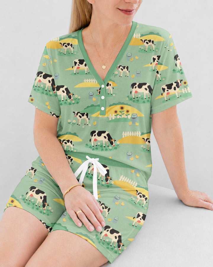 Pasture Sunlit Waltz Bamboo Women Short Sleeve Short Pajama Set