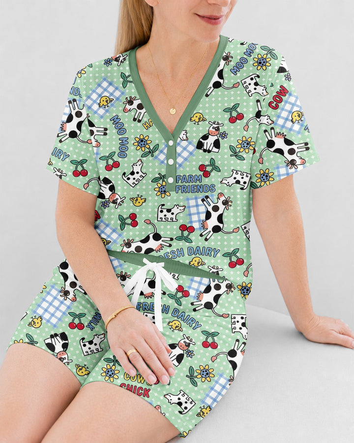 Moo Moo Chick Bamboo Women Short Sleeve Short Pajama Set