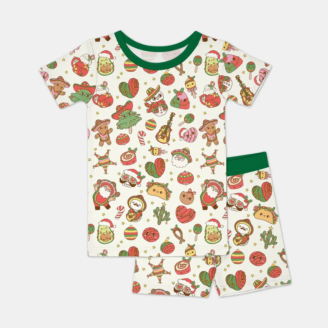La Fiesta de Navidad Two Piece Short Sleeve Shorts Pajama Set , La Fiesta de Navidad Two Piece Short Sleeve Shorts Pajama Set - 12-18M / Green