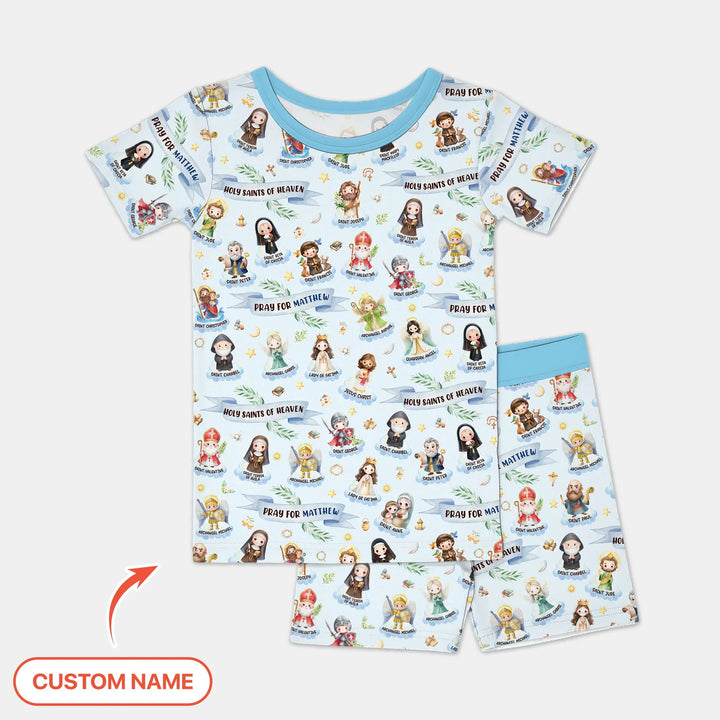 Holy Saints of Heaven Custom Name Bamboo Two Piece Short Sleeve Shorts Pajama Set