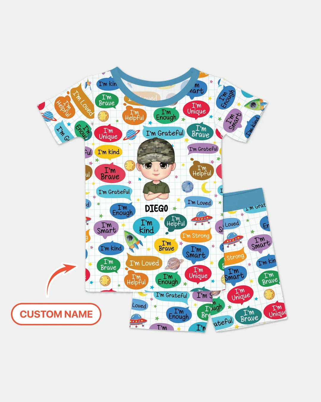 Personalized I'm Kind I'm Brave Bamboo Two Piece Short Sleeve Shorts Pajama Set