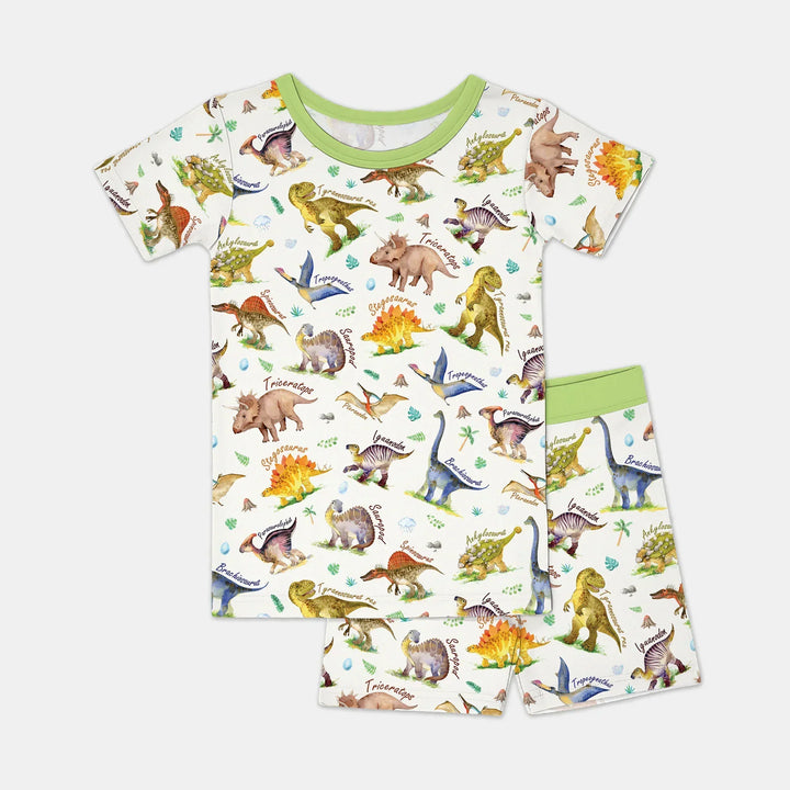 Dino Dreamland Bamboo Two Piece Short Sleeve Shorts Pajama Set