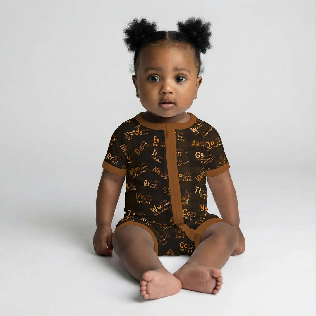 Black History Alphabet Bamboo Shorty Zippy