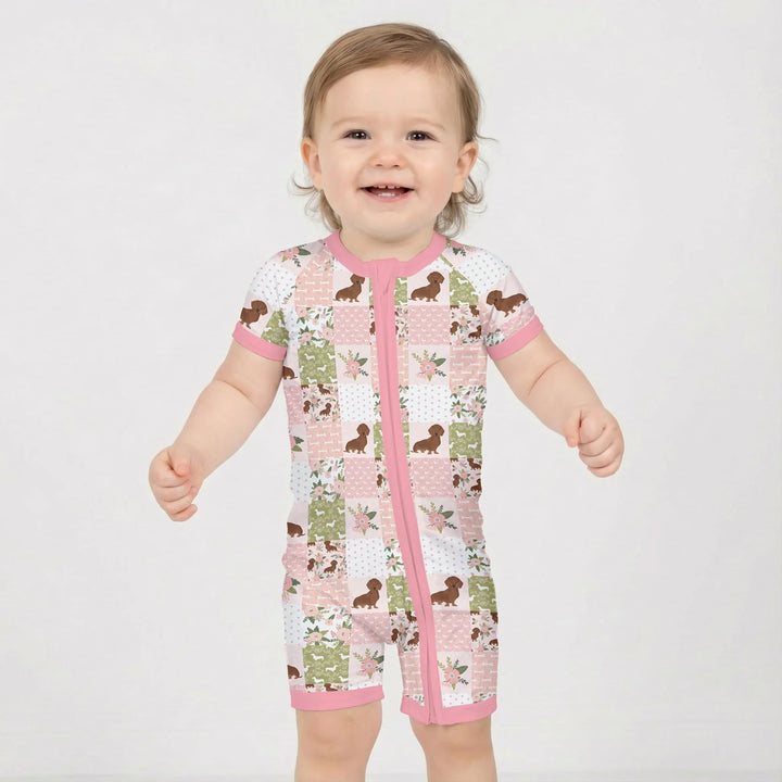 Floral Dachshund Grace Bamboo Shorty Zippy
