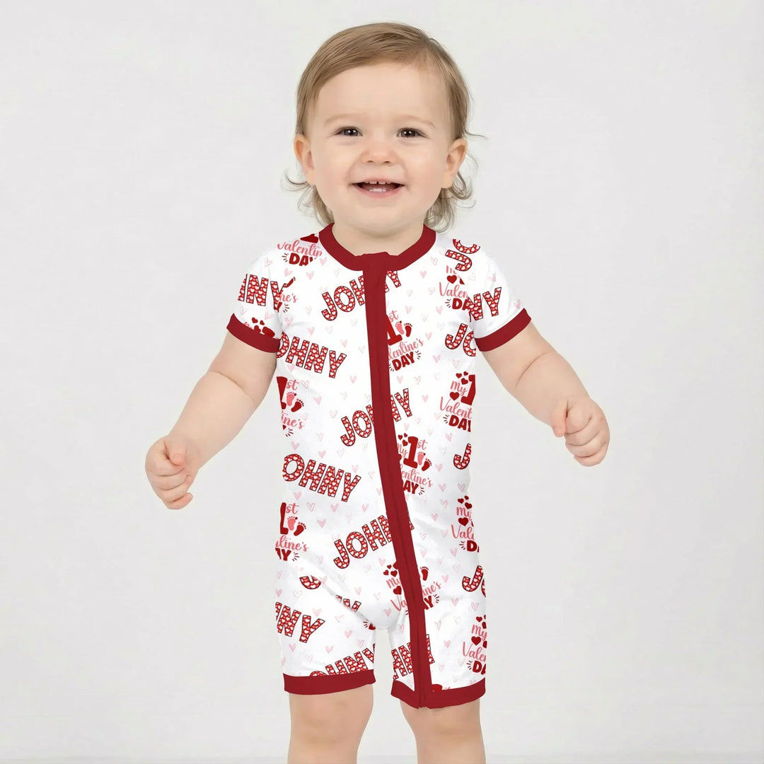 Custom Name My 1st Valentine's Day Bamboo Shorty Zippy
