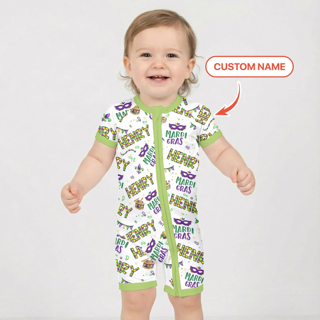 Custom Name Make your own Mardi Gras Bamboo Shorty Zippy