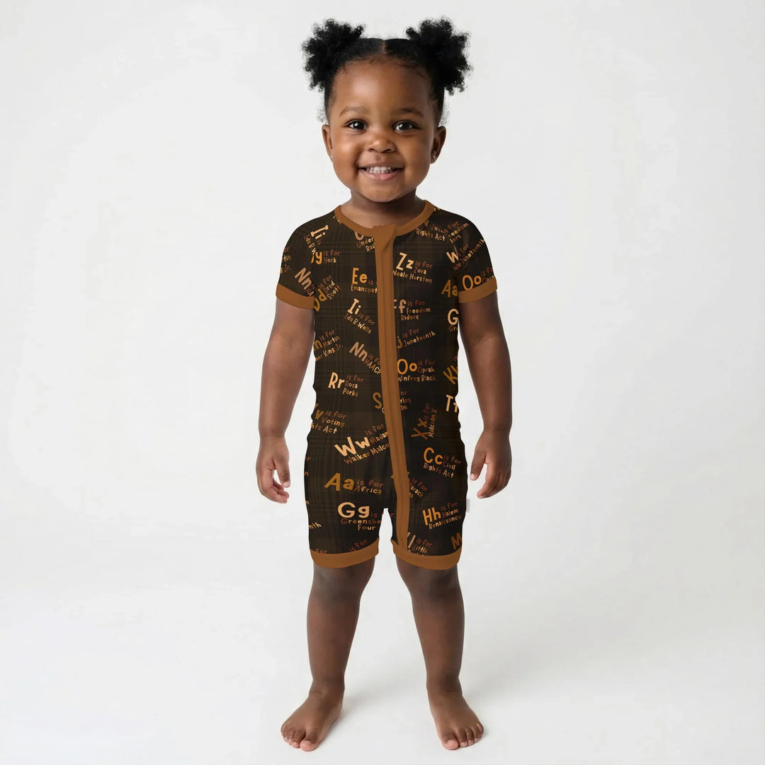 Black History Alphabet Bamboo Shorty Zippy