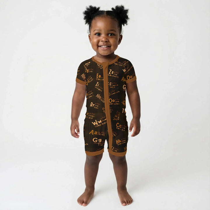 Black History Alphabet Bamboo Shorty Zippy