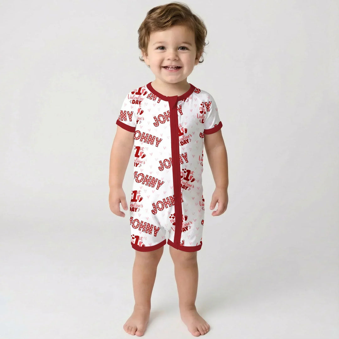 Custom Name My 1st Valentine's Day Bamboo Shorty Zippy