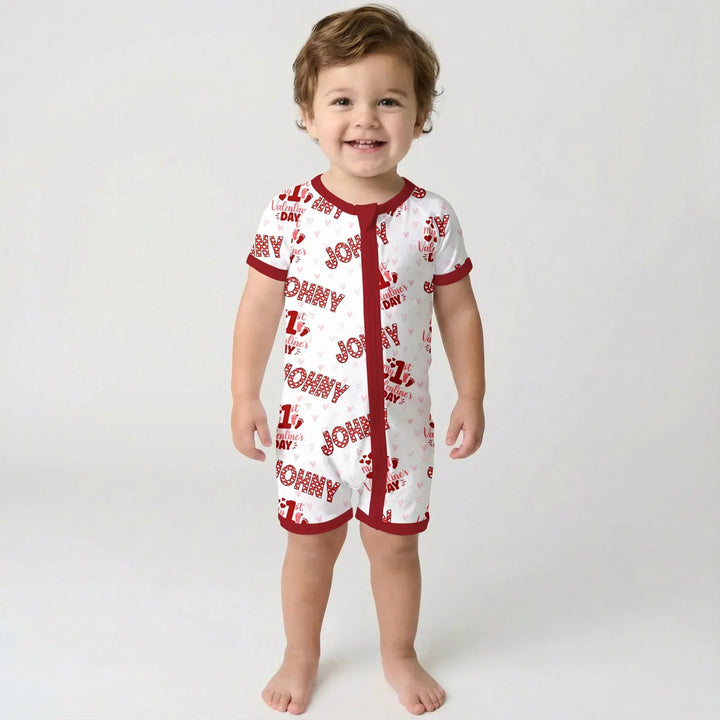Custom Name My 1st Valentine's Day Bamboo Shorty Zippy