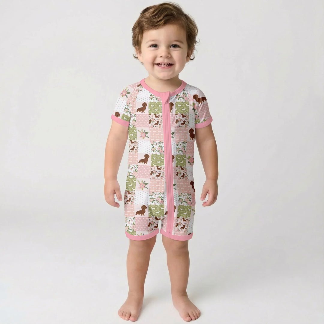 Floral Dachshund Grace Bamboo Shorty Zippy