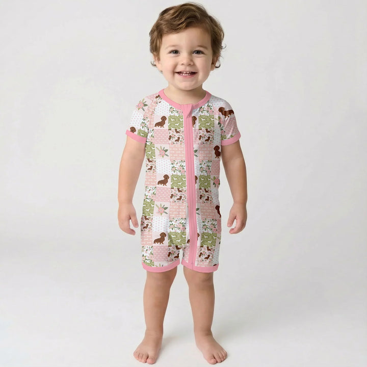 Floral Dachshund Grace Bamboo Shorty Zippy