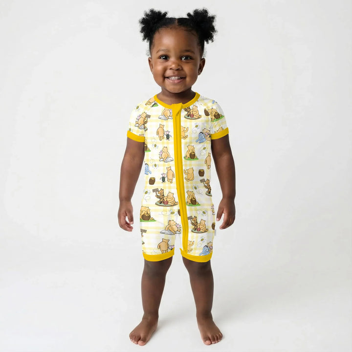Bear & Friends Yellow Plaid Bamboo Shorty Zippy